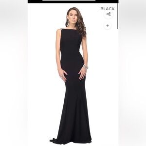 Women’s Brand New Marsoni Black M140 Chic Boat Neckline Gown